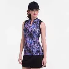 ep-ny-sleeveless-split-zip-mock-w-glass-print EP NY Sleeveless Split Zip Mock W/ Glass Print