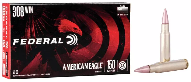 Federal Ammo, 308 Win 150 Grain FMJ BT, 20 Rounds