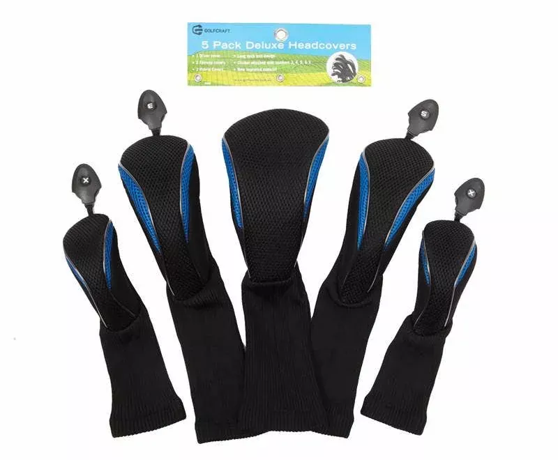 GolfCraft 5 Pack Deluxe Headcover – Blue