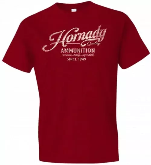hornady-gear-vintage-script-cotton-semi-fitted-2xl-red Hornady Gear Vintage Script Cotton Semi-Fitted 2XL Red