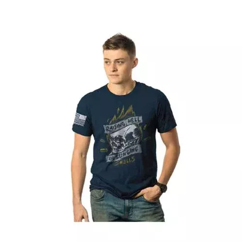 nine-line-raising-hell-sling-shells-t-shirt-midnight-navy-small Nine Line Raising Hell and Sling Shells T-Shirt Midnight Navy Small