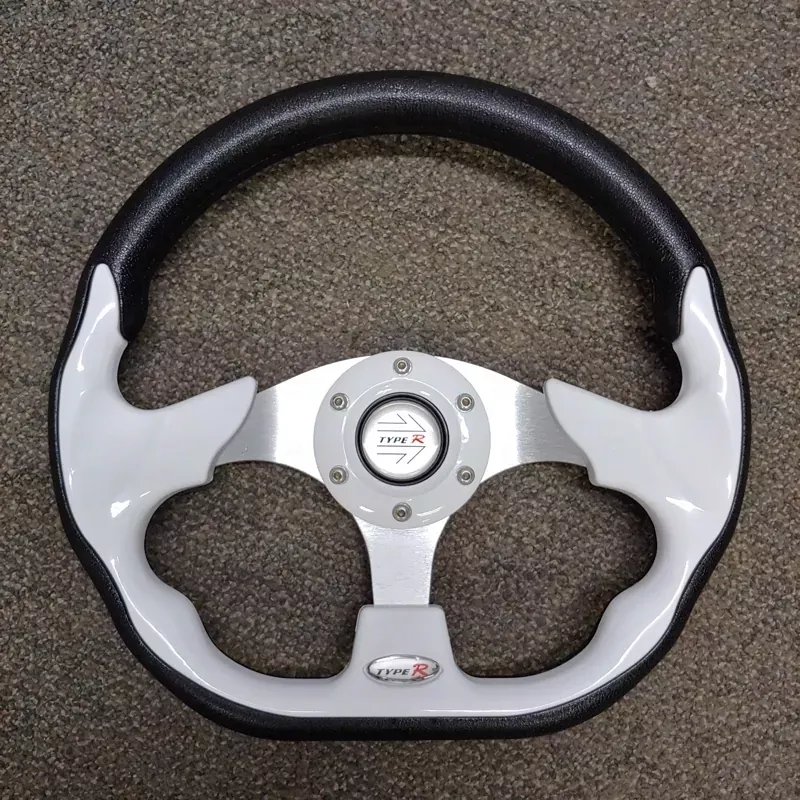 white-custom-racer-golf-cart-steering-wheel White Custom Racer Golf Cart Steering Wheel